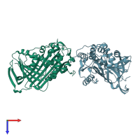 PDB entry 2vh4 coloured by chain, top view.