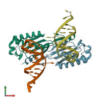 PDB entry 2vhg coloured by chain, front view.