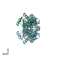 PDB entry 2vhv coloured by chain, side view.