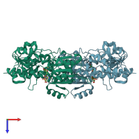 PDB entry 2vhv coloured by chain, top view.