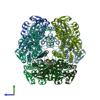 PDB entry 2vhx coloured by chain, side view.