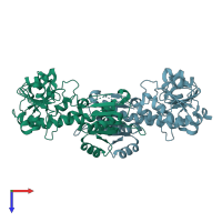 PDB entry 2vhy coloured by chain, top view.