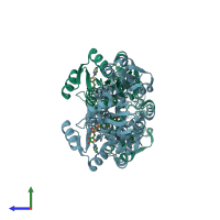 PDB entry 2vhz coloured by chain, side view.
