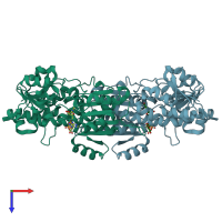 PDB entry 2vhz coloured by chain, top view.