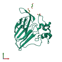 PDB entry 2vi1 coloured by chain, front view.