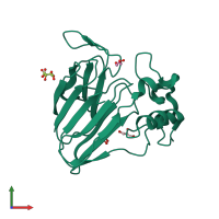 PDB entry 2vi2 coloured by chain, front view.