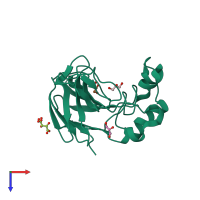 PDB entry 2vi2 coloured by chain, top view.