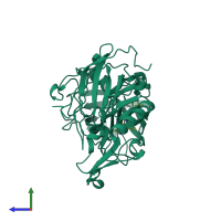 PDB entry 2vie coloured by chain, side view.