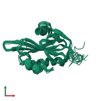 PDB entry 2vil coloured by chain, ensemble of 11 models, front view.