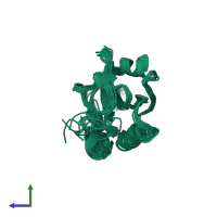 PDB entry 2vil coloured by chain, ensemble of 11 models, side view.