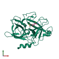 PDB entry 2vio coloured by chain, front view.