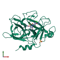 PDB entry 2vip coloured by chain, front view.