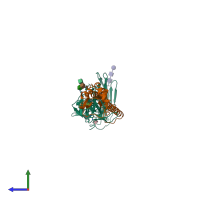 PDB entry 2viu coloured by chain, side view.