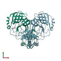 PDB entry 2vj1 coloured by chain, front view.