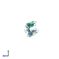 PDB entry 2vj2 coloured by chain, side view.