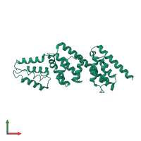 Monomeric assembly 2 of PDB entry 2vj5 coloured by chemically distinct molecules, front view.