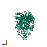 PDB entry 2vj8 coloured by chain, side view.