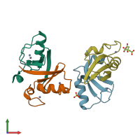 PDB entry 2vje coloured by chain, front view.