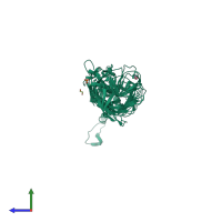 PDB entry 2vji coloured by chain, side view.