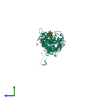 PDB entry 2vjj coloured by chain, side view.