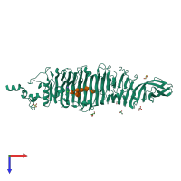 PDB entry 2vjj coloured by chain, top view.