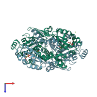 PDB entry 2vjl coloured by chain, top view.