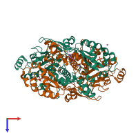 PDB entry 2vjm coloured by chain, top view.