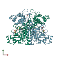 PDB entry 2vjo coloured by chain, front view.