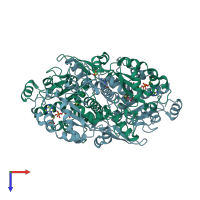 PDB entry 2vjo coloured by chain, top view.