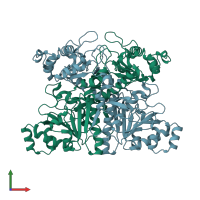 PDB entry 2vjp coloured by chain, front view.