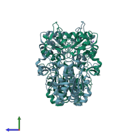 PDB entry 2vjp coloured by chain, side view.