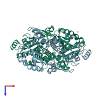 PDB entry 2vjp coloured by chain, top view.