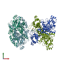 PDB entry 2vjq coloured by chain, front view.