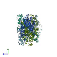 PDB entry 2vjq coloured by chain, side view.