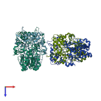PDB entry 2vjq coloured by chain, top view.