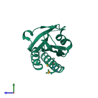 PDB entry 2vjw coloured by chain, side view.