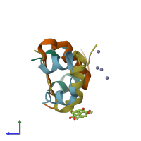 PDB entry 2vk0 coloured by chain, side view.