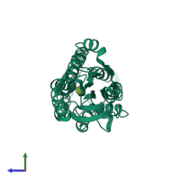 PDB entry 2vk2 coloured by chain, side view.