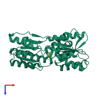 PDB entry 2vk2 coloured by chain, top view.