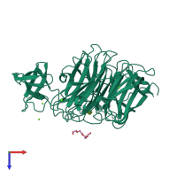 PDB entry 2vk6 coloured by chain, top view.