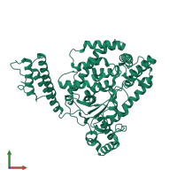 PDB entry 2vk9 coloured by chain, front view.