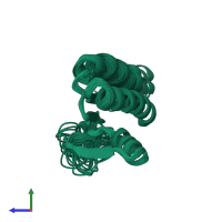 PDB entry 2vkc coloured by chain, ensemble of 28 models, side view.