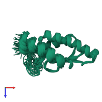 PDB entry 2vkc coloured by chain, ensemble of 28 models, top view.