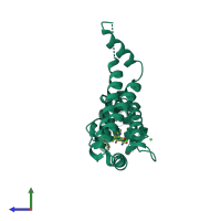 PDB entry 2vke coloured by chain, side view.