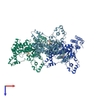 PDB entry 2vkh coloured by chain, top view.