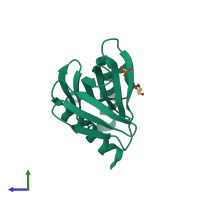 PDB entry 2vki coloured by chain, side view.