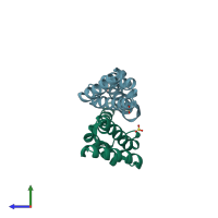 PDB entry 2vkj coloured by chain, side view.