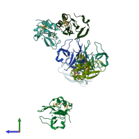 PDB entry 2vkr coloured by chain, side view.