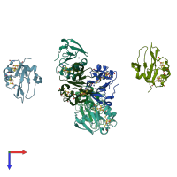 PDB entry 2vkr coloured by chain, top view.