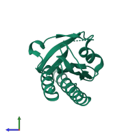 PDB entry 2vks coloured by chain, side view.